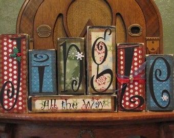 Jingle All the Way Christmas Decor, Christmas Sign, Christmas Decoration, Winter Decoration, Winter Sign Word Blocks