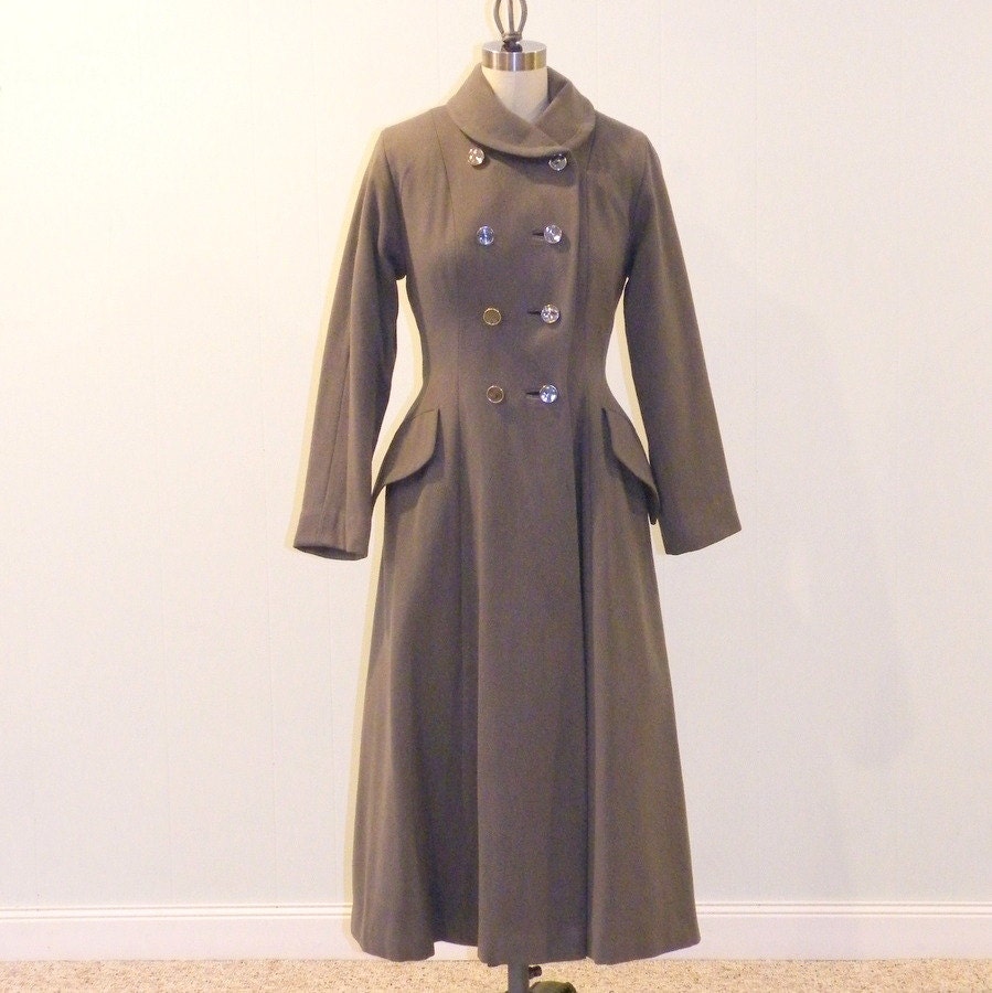 1930s 40s Princess Coat Vintage 30s Gray Wool Fit-n-Flare