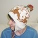 Hand Knit Winter Hat - Wool Hat - Mens or Womens Hat in Cream, Brown Deers Pattern