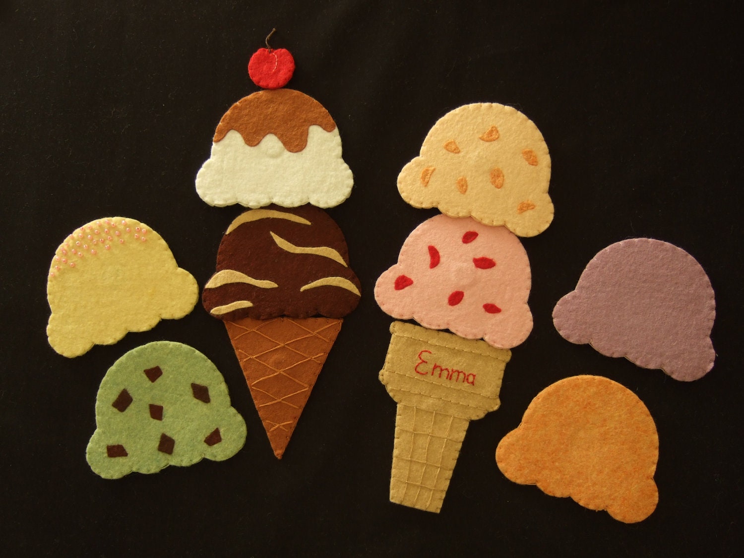 Sewing Pattern Felt Ice Cream Cone Chore Chart DIY Felt