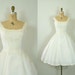 Vintage 1950s Wedding Dress -- Ivory Taffeta and Lace Tea Length Wedding Gown -- Forever After