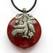 Tibetan Dragon sterling silver Carnelian gemstone pendant - dual sided