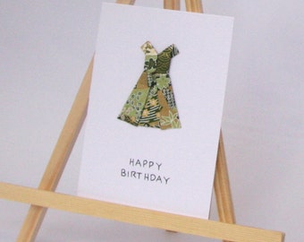 Origami Card - Party Dress - Happy Birthday C6 Size