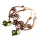 Hoop Earrings, Antiqued Copper Jewelry, Grassy Green Glass, Wire Wrapped Earrings
