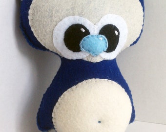 Handsewn big eyed, pot belly, felt cuddle monster creature plush or stuffed animal- choose your color