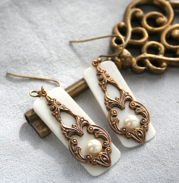 Upcycled Ivory Piano Key Jewelry Ivory Earrings Victorian
