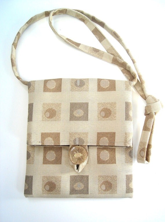 Purse Small Shoulder Bag Cream Fabric Pouch by ButtermilkCottage