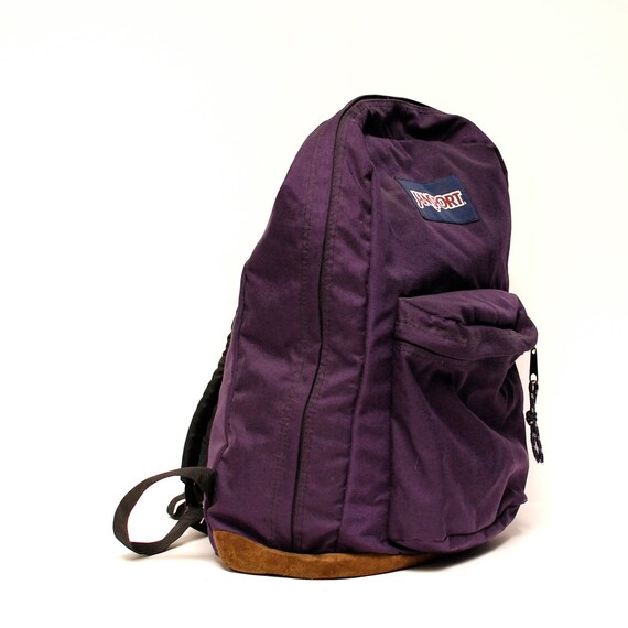 LEATHER JANSPORT purple canvas BACKPACK
