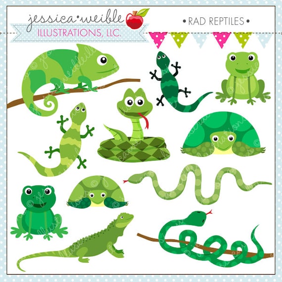 Rad Reptiles Cute Digital Clipart for Commercial or Personal