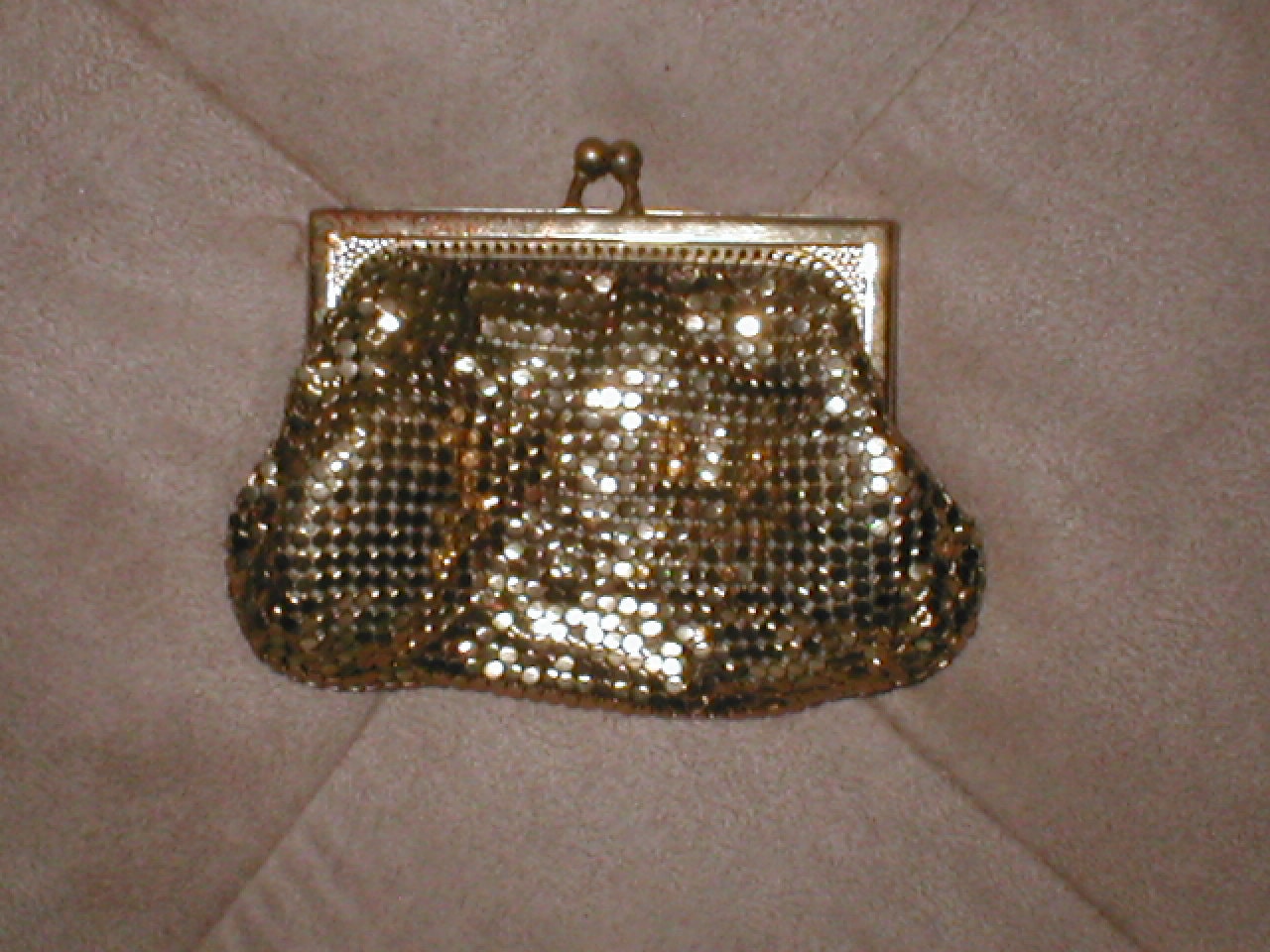 Vintage large Whiting and Davis Gold Metal Mesh Coin Purse