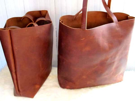 Brown Leather Tote Bag Distressed Brown Leather Travel by sord