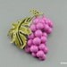 Signed Coro Grape Brooch w Enamel Two Tone Green & Purple