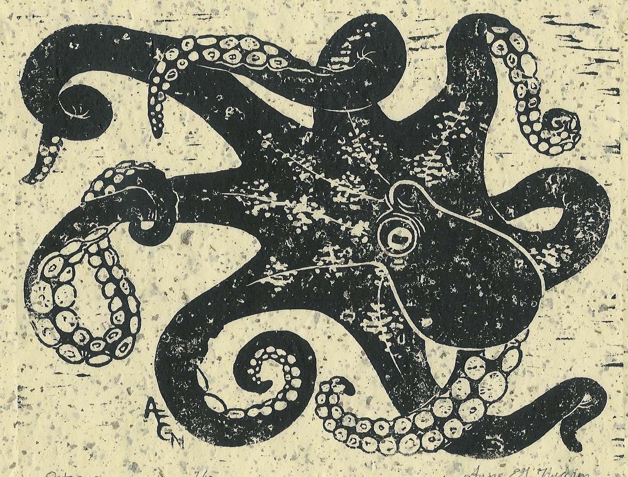 RESERVED for R. Wilson octopus woodcut by NydamPrints on Etsy