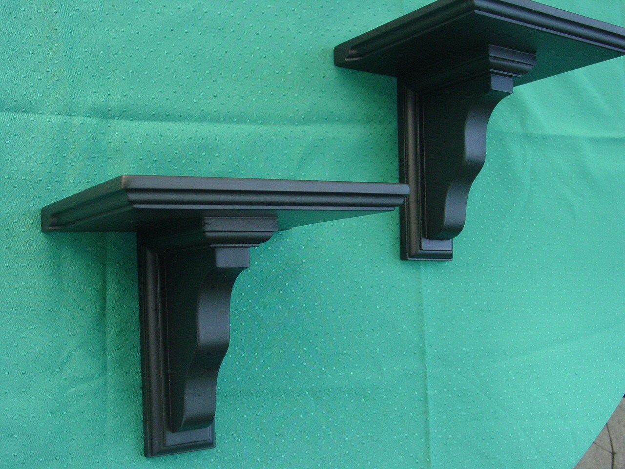 Pair Handmade Wood Accent Shelves/Sconces In Matt Black