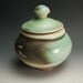 Sale - Handcrafted soda fired white stoneware cookie, storage jar 525