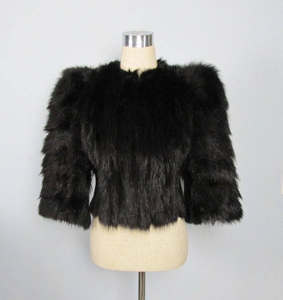 Vintage 1940's Cropped Black Bear Fur Coat /// AVANT by JLVintage