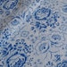 Vintage FABRIC - Vintage French Blue and White Roses - Soft Cotton Floral