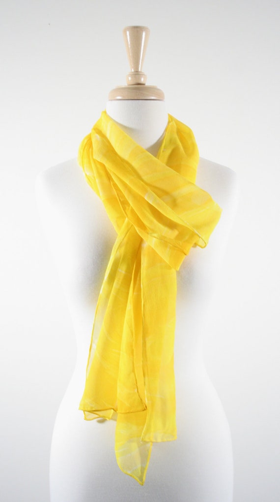 Because I'm Happy. Happy Yellow Scarf. Sunshine Yellow Silk Chiffon. 11x90. Hand Painted Silk. Yellow Scarf