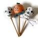 RESERVED: Spun Cotton Halloween Cupcake Toppers Skulls Jack O Lantern Vintage Cake Picks