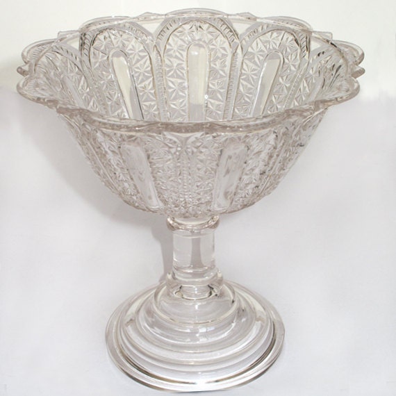 Beautiful Pressed Glass Pedestal Bowl by CarolsThreads on Etsy