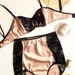 Blush and Black Satin and Lace Pin Up Bra and High Waist Panties Set Made to Order
