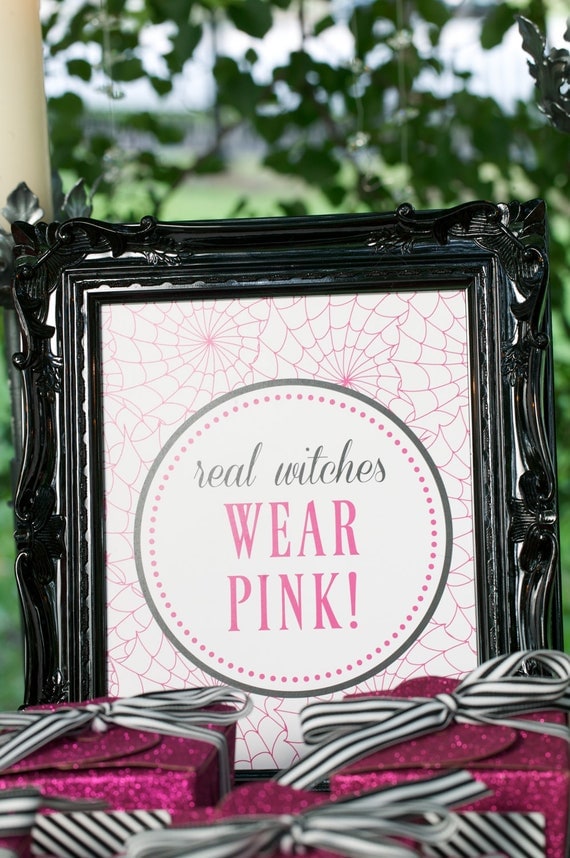 Real Witches Wear Pink - PINK-O-WEEN - Printable 8 x 10 Sign by Flair Designery Il_570xn