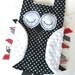 Polka Dot OWL Ribbon Tag Blanket in Flannel and Minky Black, White and Red Blankie Lovey Lovie Baby Gift