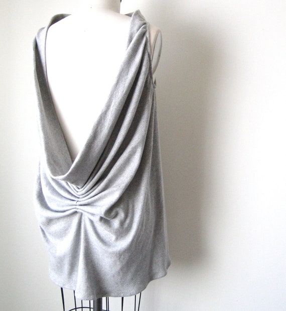 Grey Jersey Knit Drape Back Top Size O/S by OUTLYING on Etsy