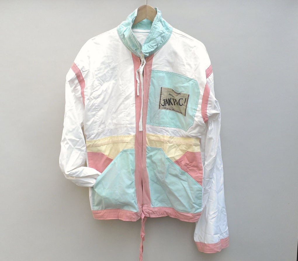 80s vintage Reversible jacket / turns into backpack Pastel