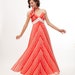 Vintage 1970s Dress - 70s Maxi Dress - Red and White Candy Stripe