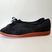 1970s Navy Suede Lace Up Wingtip Ballet Flats Size 9