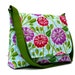 Floral Messenger Bag / Ladies Shoulderbag - Michael Miller Zinnias in Pink and Purple on Blue