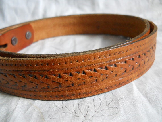 INTERCHANGEABLE Tooled Leather Belt without Buckle