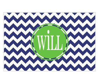 Personalized placemat Reversible chevron blue choose colors