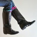 Vintage 1980s Black Patent Vinyl Boots, Knee High Flat Heel by Golo, 7 1/2