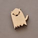 Brooch Pin Ghost Kitty cut from birchwood for halloween