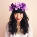 floral crown headband hair wreath - purple mix, romantic statement headpiece, large flower crown, oversized.