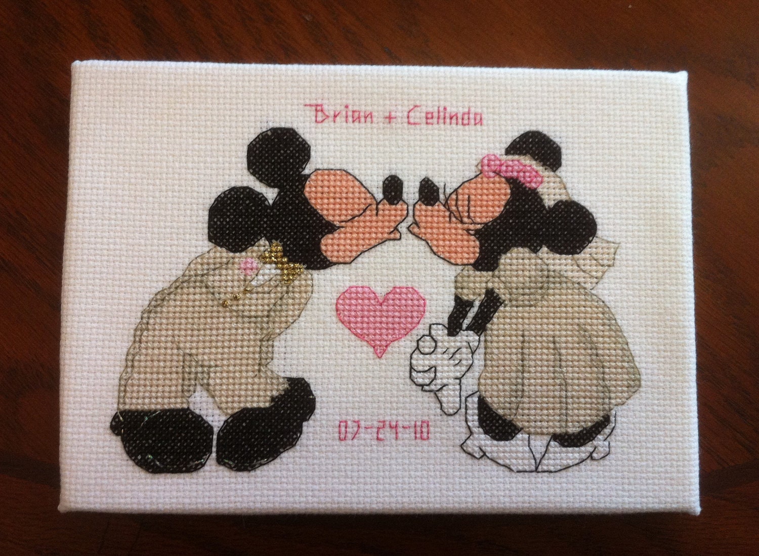 Disney Cross Stitch Mickey and Minnie Wedding Annoucement