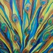 LARGE PEACOCK abstract Original - 30"x40" turquoise blue green gold by devikasart