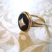 Antique 10K Gold Budlong, Docherty Armstrong Onyx Cameo Ring with Diamond