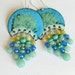 Blue Chandelier Earrings, Statement Jewelry, Enamel Earrings, Bohemian Jewelry Mint Green
