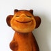 Vintage Russian flocking toy smiling MONKEY from Soviet Unions 70s