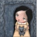 whimsical painting folk art wolf whimsical art painting mixed media original painting 6x6 inch canvas board - I wish I had a wolf