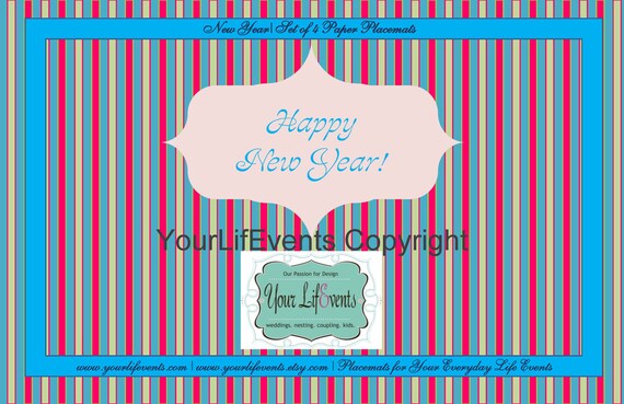 New Year's Placemats / Printable Disposable Placemats / Instant Download Party Graphics DIY Printable Placemats Il_570xn