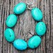 TURQUOISE Bracelet stone blue silver metal boho teal birthday for her big large beaded beadwork stone oval wedding bridesmaids party favor