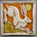 RESERVED FOR ALYSSA Leaping Hare Ceramic Art Tile - bright orange