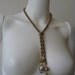 Chic 1970s Gold and Pearl Lariat Necklace