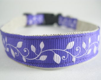 Hemp Dog Collar - Purple Vine - 3/4in