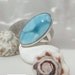 Larimar AAA ring size 8, Turquoise Forever - gorgeous pattern blue sky Larimar oval