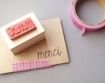 Merci Rubber Stamp , Thank You French , Customize in Any Language Grazie Gracias